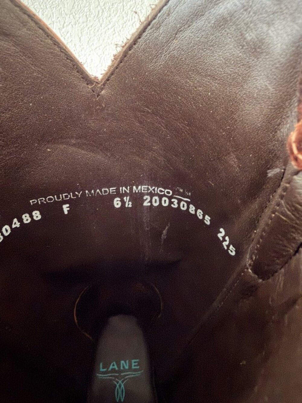 Lane LEXINGTON Cognac Brown Cowboy Boots Womens 6.5 Western Cowgirl Mid Calf - Picture 9 of 11